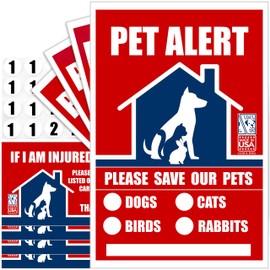 LDCL DOG Pet Alert Rescue Stickers for House Doors, Windows, and Walls. Premium Extended Life Vinyl Stickers and Numbers with Wallet Cards. Alert Firefighters to Rescue Your Pets. Made in USA DESIGN 1