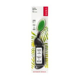 RADIUS Toothbrush, Flex Brush, Soft Bristles, Right Handed, Black Brush with Green Bristels, BPA Free & ADA Accepted, Pack of 1
