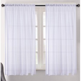 Megachest cotton look voile sheer slot top curtain a pair (cotton-look snow white, 56" wideX81 drop)