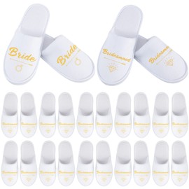 Hercicy 12 Pairs Wedding Bridesmaid Bride Slippers Set Disposable Hotel Slippers White Bridesmaid Gift Bridal Party Bridal Shower Spa accessories for Bachelorette Party Favor