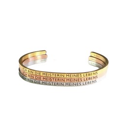 Elegant bangle in silver, gold or rose gold with mantra and saying engraving, 2 sizes, Stainless Steel