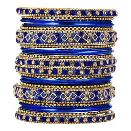 Aheli Ethnic Colorful Bangles Chudha Set Stone Studded Bangle Set Indian Wedding Wear Fashion Jewelry Gift for Women