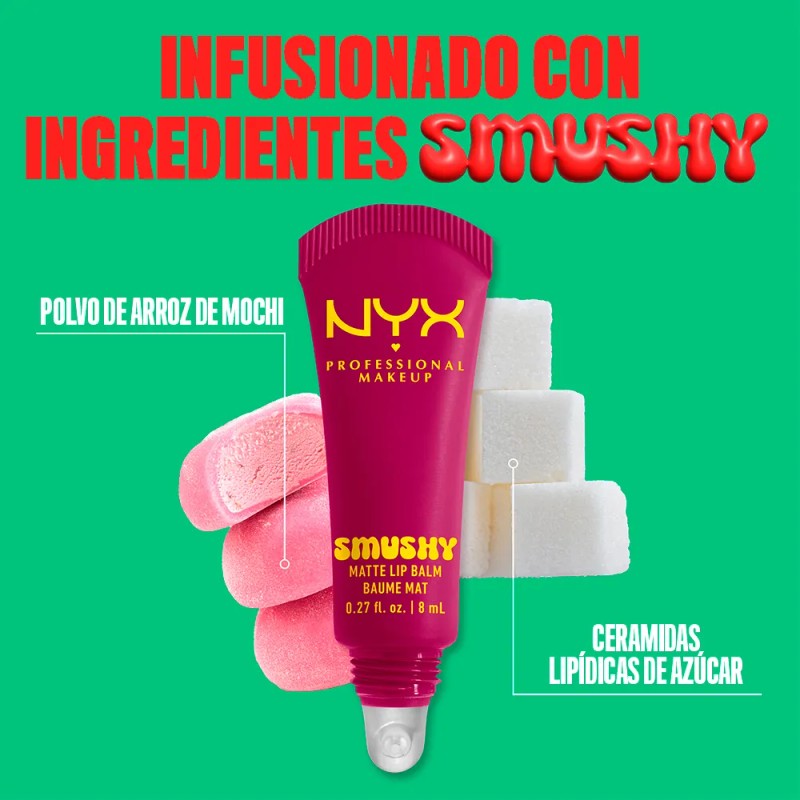 Smushy Matte Lip Balm tono Sippin (morado). Bálsamo labial efecto