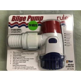 RULE BILGE PUMP RULE 27DA-24 VOLT 1100GPH RULE 1-1/8 HOSE BOAT PARTS PUMPS