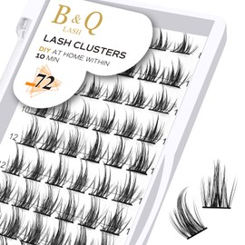 BQ Lash Individual Eyelashes, 72 Clusters, Coloured Eyelashes, Individual at Home Cluster Lashes, B41, B01, B02, B09, Black Eyelashes for DIY Eyelash Extensions, DIY Eyelashes (B41, D - 8-16 Mix)