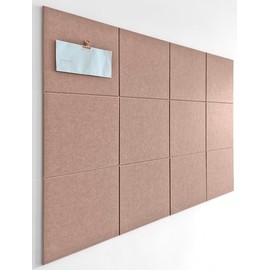 Large Cork Board Alternative - 12-Pack Felt Wall Tiles with Safe Removable Adhesive Tabs, Cork Wall Tiles Bulletin Board Home Office Essentials - Terracotta
