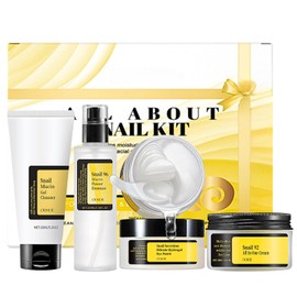 Snail Mucin Skin Care Set For Women, 4 PCS Snail Skin Care Sets & Kits For Girls, Facial Kit with With Face Cleanser, Serum, Face Cream, Eye Patches, Basic Skin Moisturiser Improve Dull Skin Wrinkle