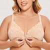 DELIMIRA Women's Front Closure Plus Size Full Coverage Lace Underwire
