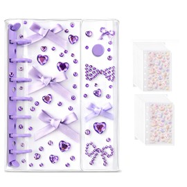 Sticker Book, 20 Refills, Decorative Sheets Included, A7 Transparent, 6 Holes, Seal Binder, Clear, Adult, Binder, Cute, Girls (Purple)