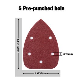 S SATC 100PCS Mouse Detail Sander Sandpaper Palm Mouse Sander Pads 40/80/120/180/240 Grits 140mm, Sanding Pads for Mouse Sanders