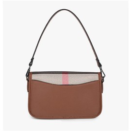 Tan & Brown Mesh & Leather Messenger Bag Crossbody Tote Shoulder Handbag Top Handle Class Design for Girls' Cellphone Keys Wallet Purse Travel Leasure Daily Essentials