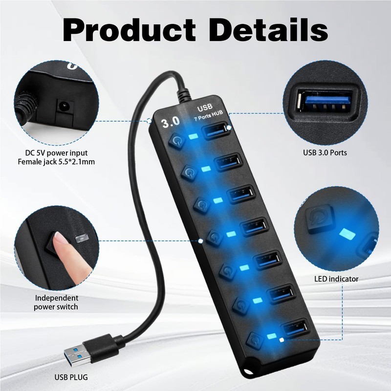 USB Hub with 7 Ports