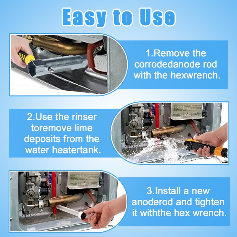 PAMASE 5Pcs RV Water Heater Anode Rod & Flush Wand
