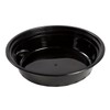 AmerCare 7 Inch Round Black Plastic Containers with Lids, 24