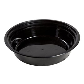 AmerCare 7 Inch Round Black Plastic Containers with Lids, 24 Ounces for Microwave or Freezer, Pack of 150