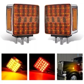 Nilight Square Double Face Fender Pedestal Light 2PCS 52LED Amber Red Tail Light