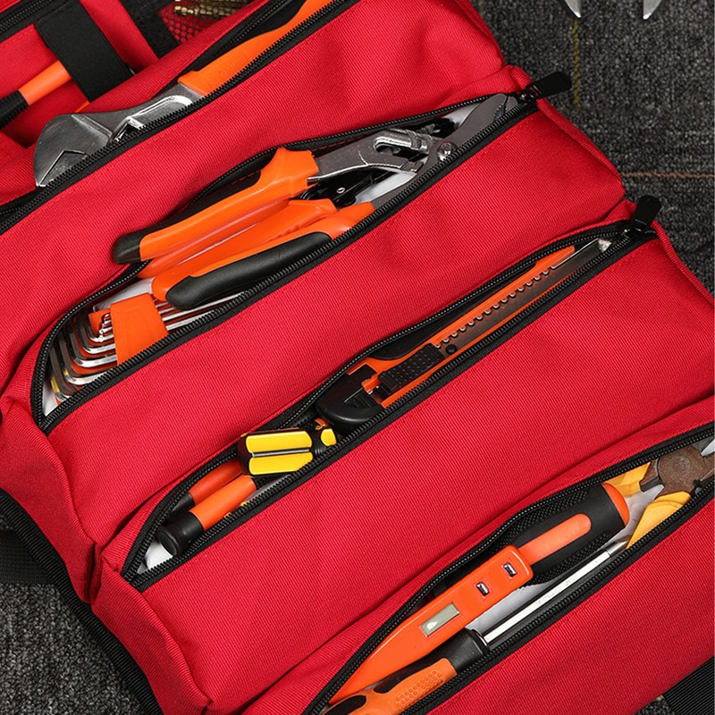Tool Roll Bag Large Capacity 5 Grids Waterproof Portable Canvas