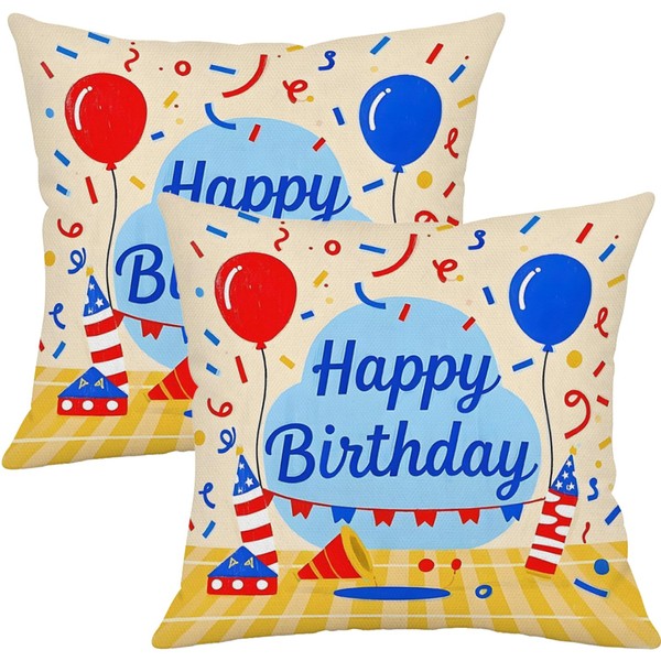 Puacino Birthday Decorative Throw Pillow Covers Set of 2, 18x18