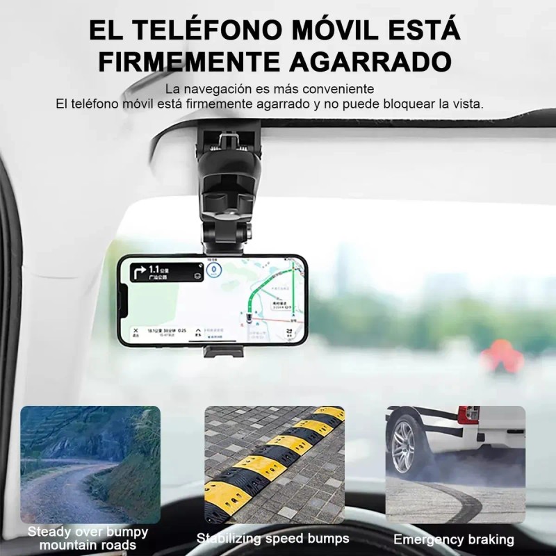 Soporte Teléfono Porta Celular 360° Carro Brazo Ajustable Negro