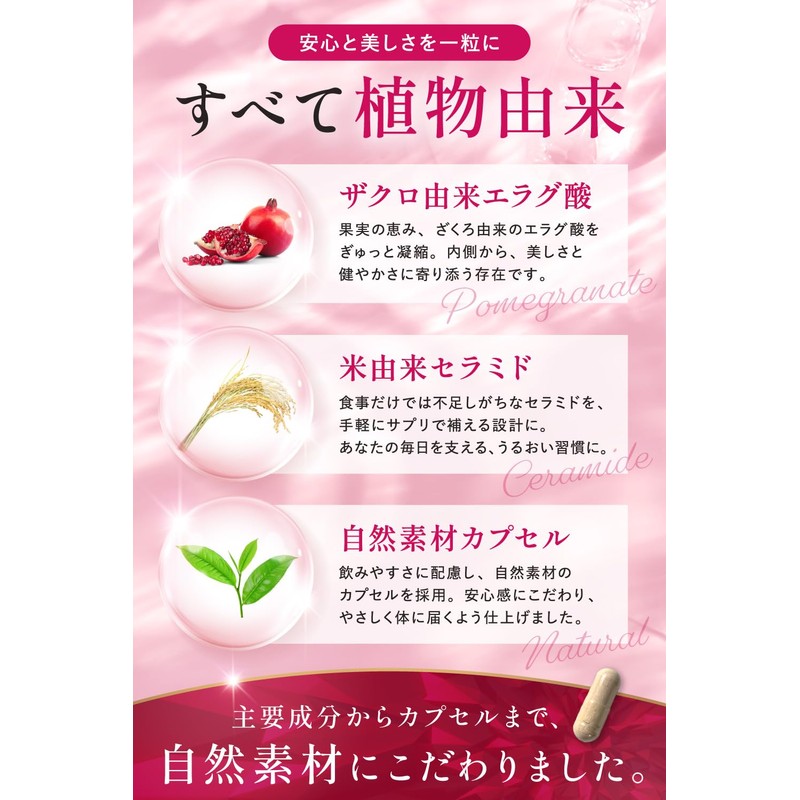 【conoha】Ellagic Acid RICH MOIST Supplement, High Concentration 3900mg Pomegranate Ceramide,