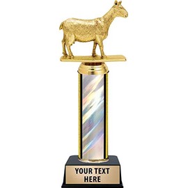 Goat Trophy, 10.5" Silver Goat Award Trophy with Free Engraving Included
