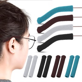 YBEATY 8 Pairs Eyeglass Ear Cushions Eye Glasses Ear Grippers Soft Knitting Eyeglasses Arm Temple Tips Sleeve Non Slip Pads Eyeglass Arm Protectors for Men Women Kid Sports Work Study Glass Behind