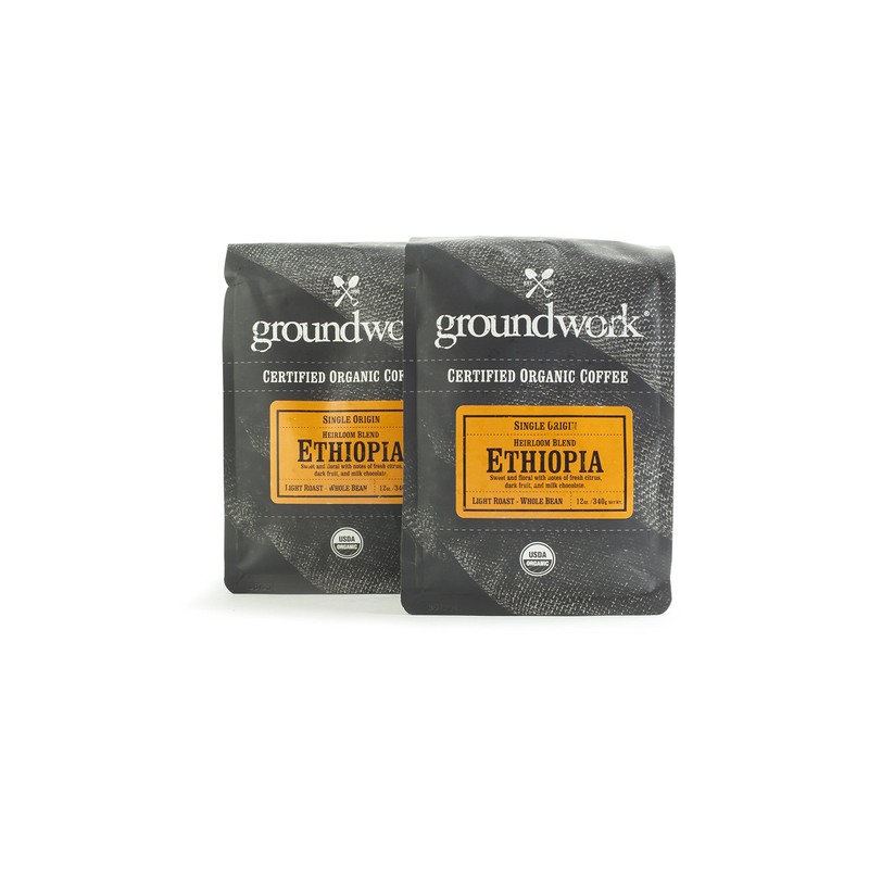 Groundwork Organic Whole Bean Medium Roast Coffee, Ethiopia, 12 oz