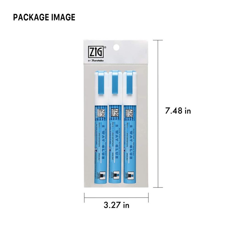 Kuretake Zig 2Way Glue Pen, 4mm Chisel Tip, 3 ps