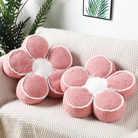 Menkxi 2 Pack Flower Pillows Cute Flower Throw Pillows Aesthetic Chair Cushions Soft Plush Daisy Flower Floor Cushion for Living Room Bedroom Sofa Couch Decoration, 15.75'' x 15.75'' x 4.72''(Pink)