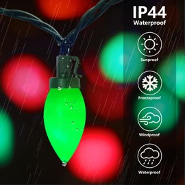 C9 LED Red White and Green Chistmas Lights, 25Ft Vintage Christmas Lights 25 LED Red White Green String Lights Christmas Tree Lights for Holiday Path Roofline Patio Party Wedding Christmas Decoration