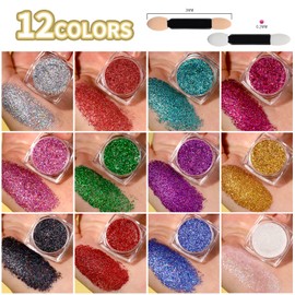 Teenitor Face Glitter Body Glitter Makeup Festival Glitter Gel, 12 Colors Face and Body Glitter Gel, Hair Glitter, Glitter for Face and Hair