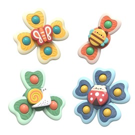 Suction Cup Toy Baby 4 Pieces Suction Cup Spinner Toy for Baby Suction Toy Safe Bath Toy for Bathroom Window High Chairs Aeroplane Travel