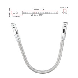 uxcell Flexible Door Loop Wire Protection Sleeving Armored Wire Conduit Power Transfer Loop Cable Protector Sleeve with Ends 300mm x 7.5mm