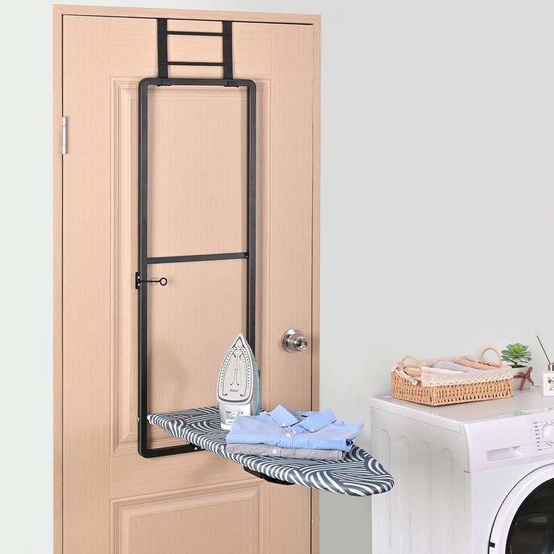 KINGBOARD Over Door Ironing Board, Hanging Ironing Board with Iron