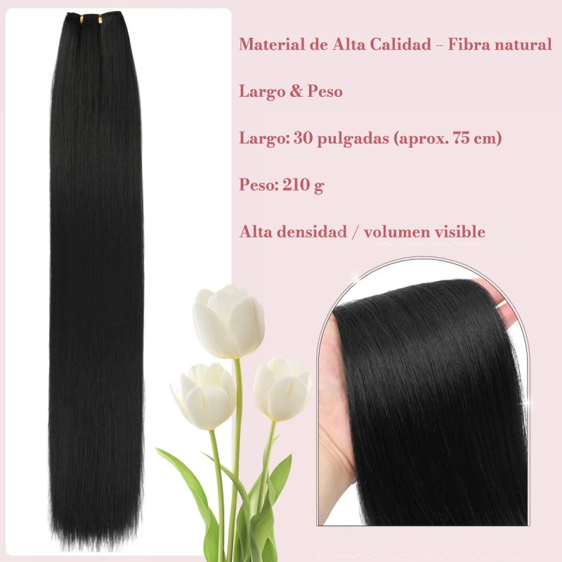 Extensiones Cabello Natural Fibra Cortina Negro 30 PLG 210g