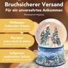 Snow Globe Snowman Standing Child on Sleigh Base Winter Landscape