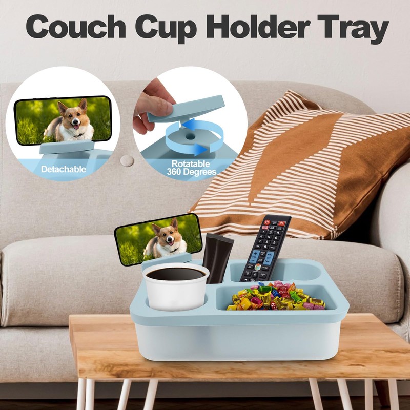 MEKOTRIN Couch Cup Holder Tray for Bed Sofa Organizer, Silicone