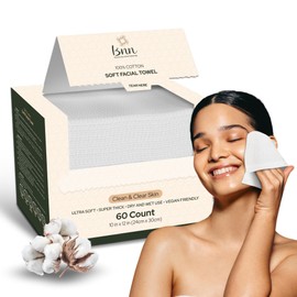 Soft Face Towel Naturally Nourishing Sensitive Skin, 100% Organic Cotton - Super Thick Disposable Towelettes for Women, Washcloth Dry Wipe for Makeup Remover, Extra Large 10 x 12-60 Pieces (1 Pack)