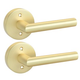 goldenwarm 2 Pcs Gold Dummy Door Handles, Dummy Brushed Gold Door Handle, No-Turning Door Dummy Knob for Closet Doors, Zinc Alloy