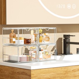 caktraie Versatile Acrylic Makeup Organizer, Drawer Organizer - Transparent Desktop Storage for Cosmetics, Office Supplies & More - Clear Organizer for Home & Office Use