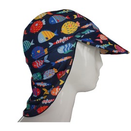 BONVERANO Kids UPF 50+ Sun Protection 3/4 Sleeve One Piece Zip Sun Suit with Sun Hat (4T, Colorful Fish)