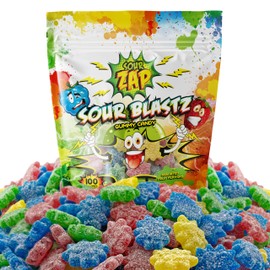 Sour Gummy Candy | 8-Ounce Pack | Blastz Star Gummies | Assorted Fruit Flavors Chewy Candy | Party Favors | Blue Raspberry, Tutti-Frutti, Green Apple, Strawberry