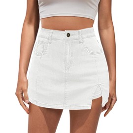 Vetinee Resort Wear for Women 2024 Summer Shorts for Women Mini Skort White Jean Shorts White Skort White Skort Women Brilliant White Medium Fits Size 8 / Size 10