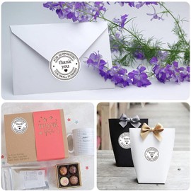 2" Round Thank You for Supporting Our Small Business Sticker Labels with Hearts - Printed White Thank You Stickers 500 Thank You Labels Per Roll