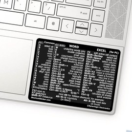 Synerlogic Word/Excel Windows Shortcut Sticker | Reference Guide Keyboard Shortcut Sticker | Work from Home Essentials | Excel Shortcuts Cheat Sheet Laminated & No-Residue Vinyl (Black/Large, 2pcs)