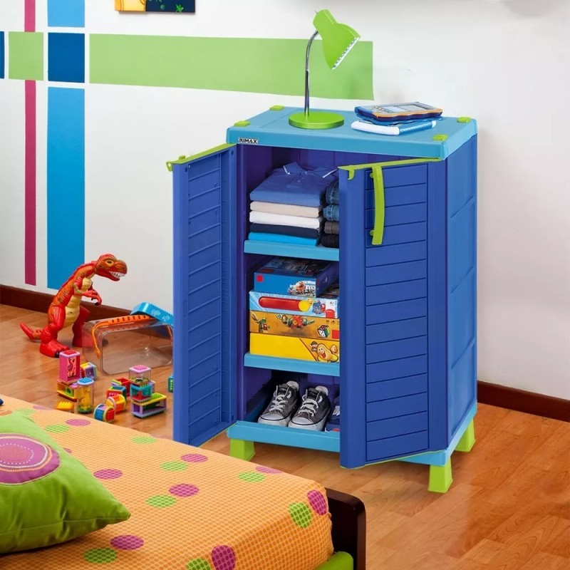 QHogar Armario Mediano Infantil Para Niños Color Azul