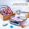 Hoolerry 4 Pcs Hard Clear Zipper Case Makeup Bags Plastic