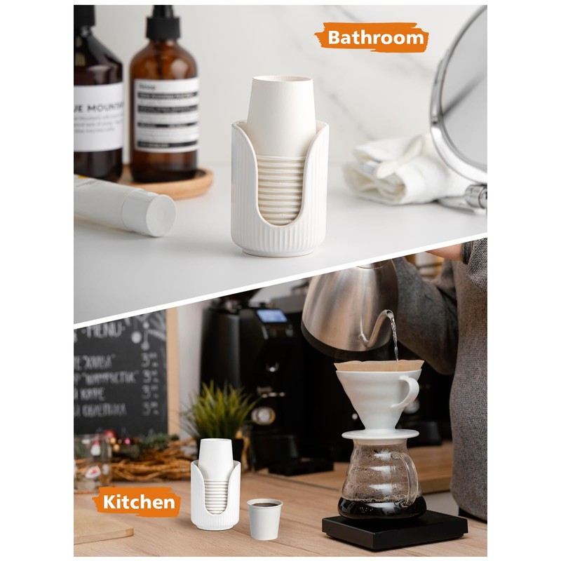ABRUTY Bathroom Cup Dispenser, 3oz-4oz Ceramic Paper Cup Holder, Small