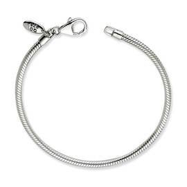 Solid 925 Sterling Silver Lobster Clasp Bead Bracelet - with Secure Lobster Lock Clasp 9.5"