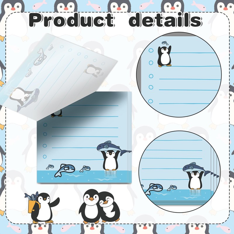 240PCS Penguin Sticky Notes Self Sticky Notepads Cute Penguin Pattern